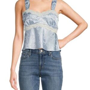 Thirty Thirty Baby Blue Bow Print Sweetheart Neckline Tank Top Size M